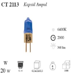 Cata CT-2113 12/20W Kapsül Halojen Ampul G4 Duy Beyaz Işık - 2