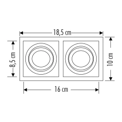 Cata Pars İkili Kare Siyah Dekoratif Boş Kasa Spot ct-5019 - 2