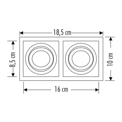 Cata Pars İkili Kare Siyah Dekoratif Boş Kasa Spot ct-5019 - 2