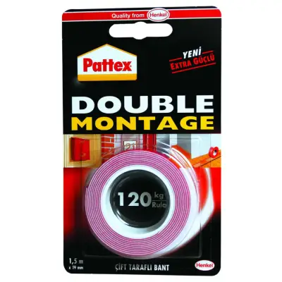 Pattex Double Montaj Bandı 120 Kg / 19 mm x 1.5 m - 1